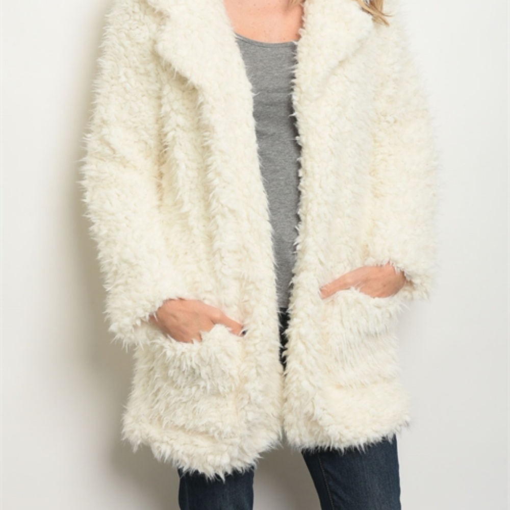 shaggy faux fur coat - Picture 3 of 6